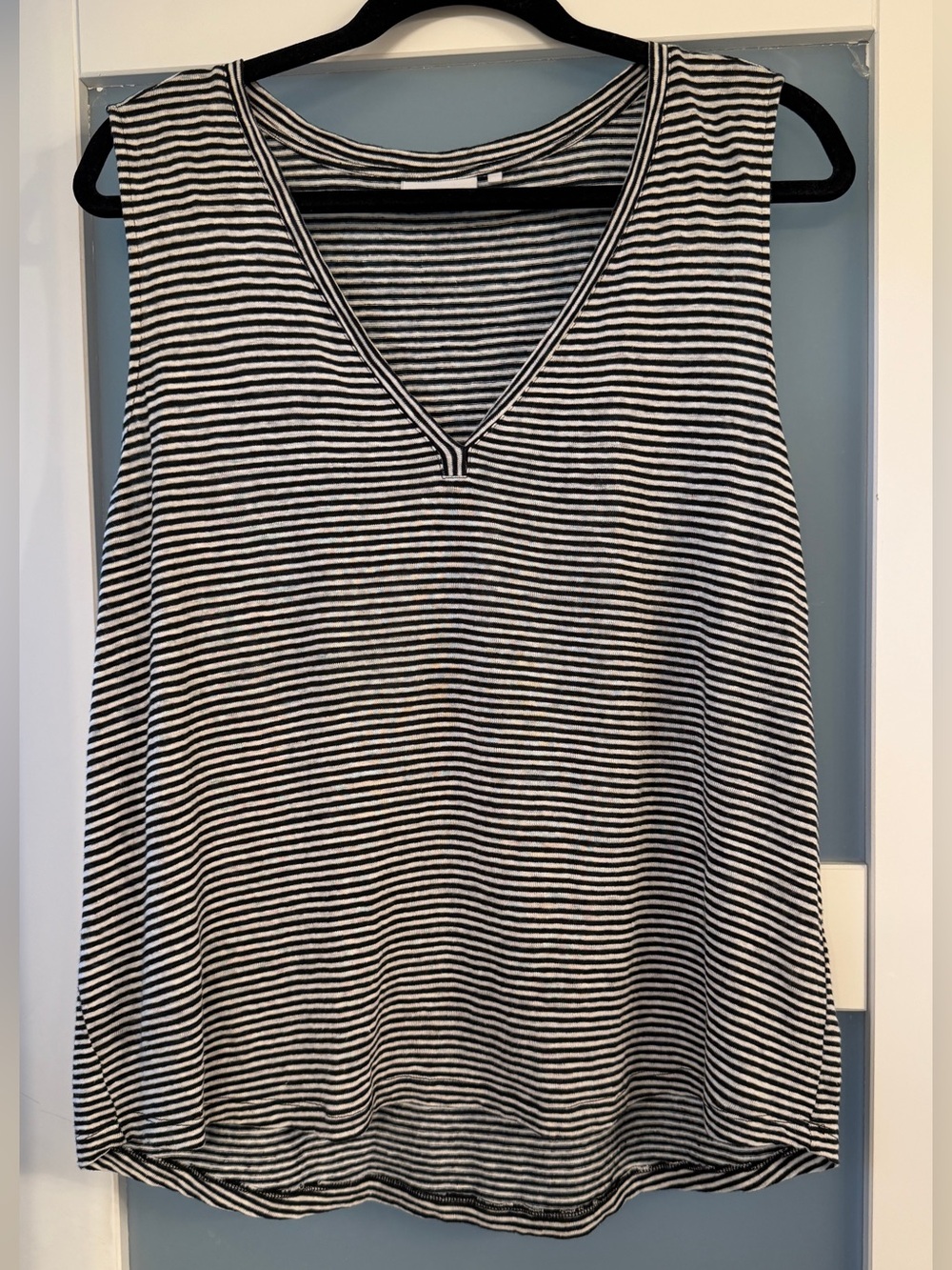 Foil Linen Tank with Black & White Stripes
